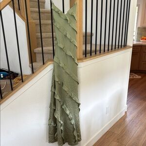 Show me your mumu Olive Green Ruffled Gown - perfect for bridesmaid